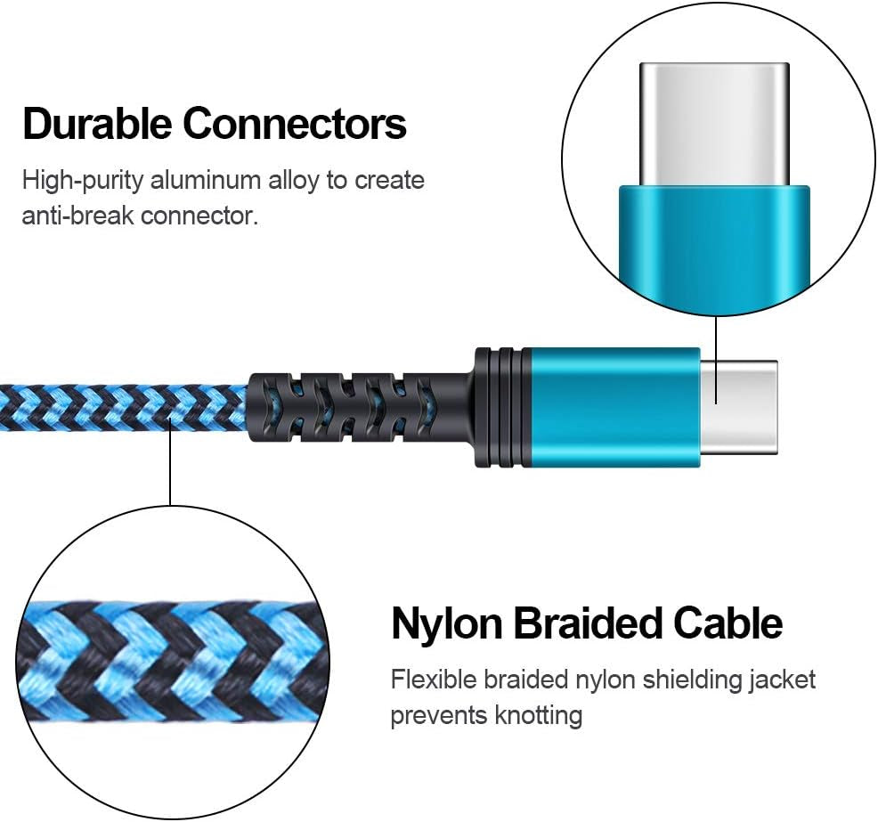 Type C Charging Cable,  5Pack 6FT Braided USB a to USB C Fast Charger Cable Android Phone Charger Cord for Samsung Galaxy S23 S22 Ultra S22+ S21 FE S20 S10 Note20 A53 A52 A14 A13 5G, Pixel 7 Pro