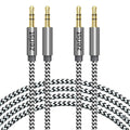 2 Pack 3.5Mm Stereo Audio Cable Extension Male to Male Nylon Braided 10Ft/3M  Tangle-Free AUX Cable for Headphones, Ipods, Iphones, Ipads, Home/Car Stereos and More (Black)